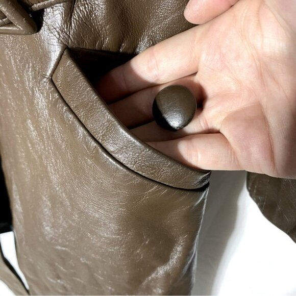 Vintage Brown Leather Belted Jacket XS - Picture 9 of 14